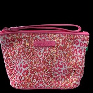 Wristlet - Vera Bradley Pink & White Lace with Gold Sequins NWOT